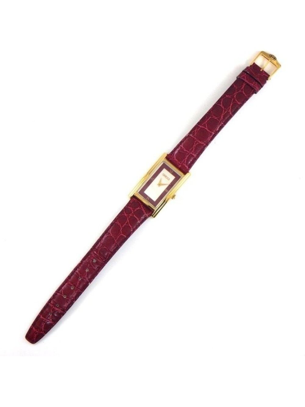 Gucci Watch Vintage Silver Red Dial SS Leather Quartz Analog - Picture 3 of 12